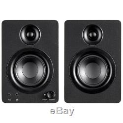Pair 50W Computer Speakers Active Powered Wired 3.5mm AUX RCA Desktop PC Laptop