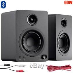 Pair 60W Computer Speakers Powered Active with Bluetooth Stereo Audio Desktop PC