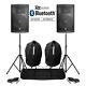 Pair Active DJ Speakers PA Pro Bi-Amp System Bluetooth 12 2800W + STANDS BAGS
