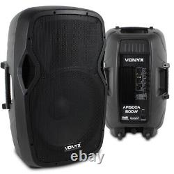 Pair Active Powered 15 Inch PA Speaker SystemVonyx AP1500A 1600W Max UK Stock