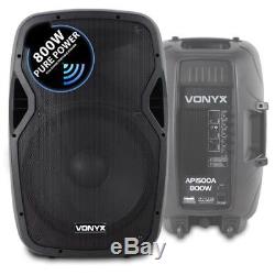 Pair Active Powered 15 Inch PA Speaker SystemVonyx AP1500A 1600W Max UK Stock