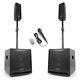 Pair Active Powered Bluetooth DJ PA System Speakers Subwoofers Mic Poles 1000W