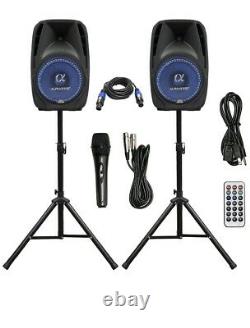 Pair Alphasonik All-in-one 12 Powered 1500W PRO DJ Amplified with BLUETOOTH USB