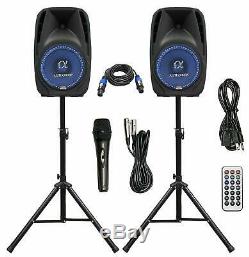 Pair Alphasonik All-in-one 8 Powered 800W PRO DJ Amplified Loud Speakers with B