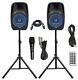 Pair Alphasonik All-in-one 8 Powered 800W PRO DJ Amplified Loud Speakers with B