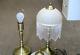 Pair Art Deco Tasselled Lamps Mottled Glass Touch Activated Spares Repair Beaded