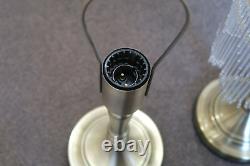 Pair Art Deco Tasselled Lamps Mottled Glass Touch Activated Spares Repair Beaded