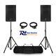 Pair Bi-Amp PA DJ Speakers with Stands Bluetooth 10 2-Way Crossover 400w RMS