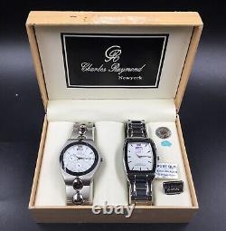 Pair Charles Raymond Chronograph Quartz Water Resistant Wristwatch In Box Sport