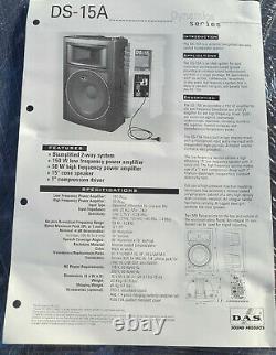 Pair DAS DAS-15A Portable Pro Sound 2 Way 15 Powered Speakers