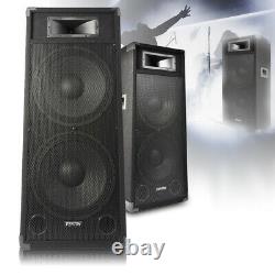 Pair Dual 15 Active Powered DJ Speakers System Skytec CSB215 3200W UK Stock