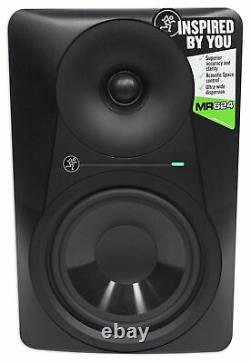 Pair Mackie MR624 6.5 65 Watt Powered Active Studio Monitor Speakers+21 Stands