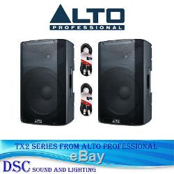 Pair Of Alto Tx215 600 Watt Active 15 Powered Speakers With 2 X 6m Xlr Leads