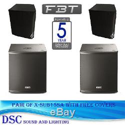 Pair Of Fbt X-sub15sa Powered 15 Active Subwoofer X-lite Sub 15sa With Covers