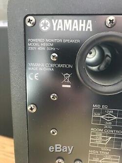 Pair Of Yamaha HS50M Studio Monitors Plus Power Leads & 2 x Stereo cables