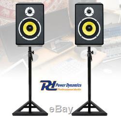 Pair PDSM6 6 Inch Active Powered Studio Reference Monitors Home Project Stands