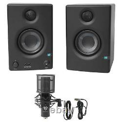 Pair Presonus Eris E3.5 3.5 Powered Studio Monitor Speakers+Microphone+Cables