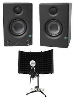 Pair Presonus Eris E3.5 3.5 Powered Studio Monitor Speakers+Microphone+Shield