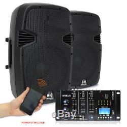 Pair RS-12 Active Powered DJ PA Speakers Vexus USB SD MP3 Bluetooth Mixer 1200W
