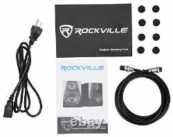 Pair Rockville APM5B 5.25 250w Powered USB Studio Monitor Speakers+21 Stands