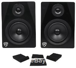 Pair Rockville APM5B 5.25 2-Way 250W Powered USB Studio Monitor Speakers+Pads