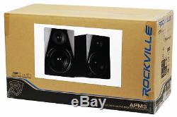 Pair Rockville APM5B 5.25 2-Way 250W Powered USB Studio Monitor Speakers+Pads