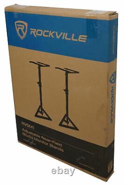 Pair Rockville APM5B 5.25 2-Way 250W Powered USB Studio Monitors+Stands+Pads