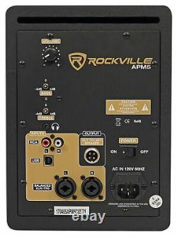 Pair Rockville APM5C 5.25 2-Way 250W Powered USB Studio Monitor Speakers+Pads