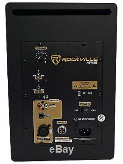 Pair Rockville APM6B 6.5 2-Way 350 Watt Powered USB Studio Monitors+Stands+Pads
