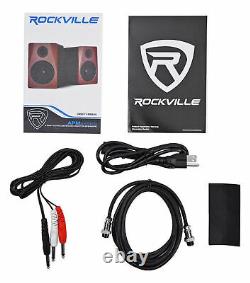 Pair Rockville APM6B 6.5 350W Powered Studio Monitors+Stands+Pads+Headphones