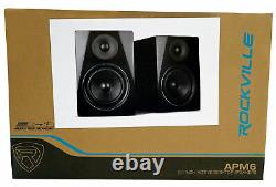 Pair Rockville APM6B 6.5 350W Powered Studio Monitors+Stands+Pads+Headphones