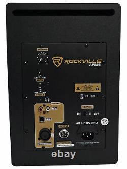 Pair Rockville APM6B 6.5 350W Powered Studio Monitors+Stands+Pads+Headphones