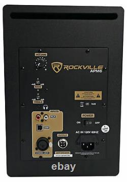Pair Rockville APM6C 6.5 2-Way 350W Powered USB Studio Monitor Speakers+Pads