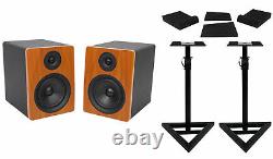 Pair Rockville APM6C 6.5 2-Way 350 Watt Powered USB Studio Monitors+Stands+Pads