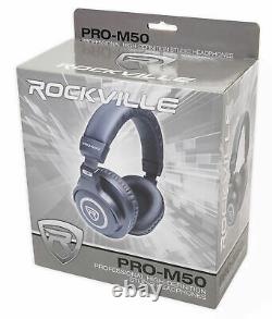 Pair Rockville APM6C 6.5 350W Powered Studio Monitors+Stands+Pads+Headphones