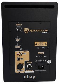 Pair Rockville APM6W 6.5 2-Way 350W Powered USB Studio Monitor Speakers+Pads
