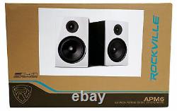 Pair Rockville APM6W 6.5 350W Powered USB Studio Monitor Speakers+21 Stands