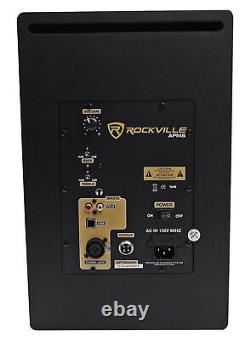 Pair Rockville APM8B 8 2-Way 500 Watt Powered USB Studio Monitors+Stands+Pads