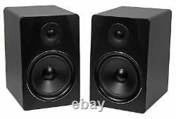 Pair Rockville APM8B 8 500W Powered Studio Monitors+36 Stands+Pads+Headphones