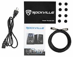 Pair Rockville APM8B 8 500W Powered Studio Monitors+36 Stands+Pads+Headphones