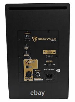 Pair Rockville APM8B 8 500 Watt Powered USB Studio Monitor Speakers+21 Stands