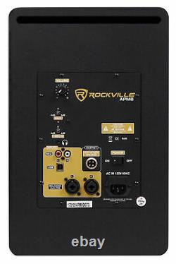 Pair Rockville APM8C 8 2-Way 500 Watt Powered USB Studio Monitor Speakers+Pads