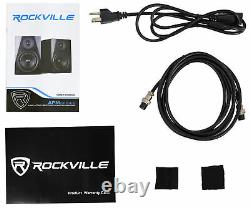Pair Rockville APM8C 8 2-Way 500 Watt Powered USB Studio Monitor Speakers+Pads