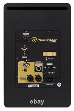 Pair Rockville APM8C 8 2-Way 500 Watt Powered USB Studio Monitors+Stands+Pads