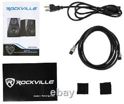 Pair Rockville APM8C 8 2-Way 500 Watt Powered USB Studio Monitors+Stands+Pads