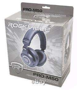 Pair Rockville APM8C 8 500W Powered Studio Monitors+36 Stands+Pads+Headphones