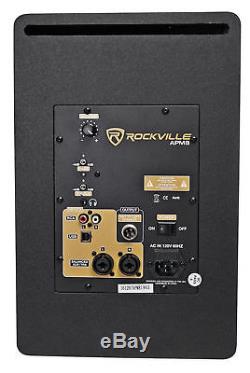 Pair Rockville APM8W 8 2-Way 500 Watt Powered USB Studio Monitor Speakers+Pads