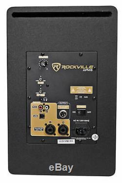 Pair Rockville APM8W 8 2-Way 500 Watt Powered USB Studio Monitors+Stands+Pads