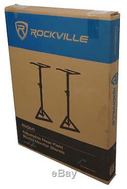 Pair Rockville APM8W 8 500W Powered Studio Monitors+Stands+Pads+Headphones