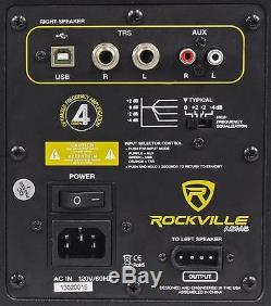 Pair Rockville ASM5 5 Powered USB Studio Monitors + Stands+Foam Isolation Pads